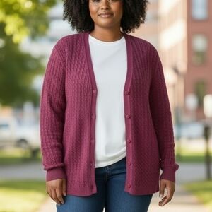 Sz Large Pendleton Cable Knit Cardigan  Button-up Cotton Blend